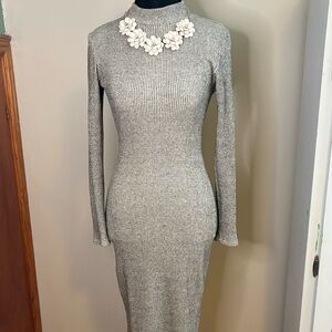 Lulu's Shimmering Silver Long Sleeve Dress